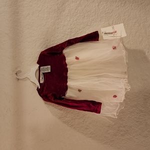Adorable Youngland Red Sparkly Velvet and Mesh  Dress